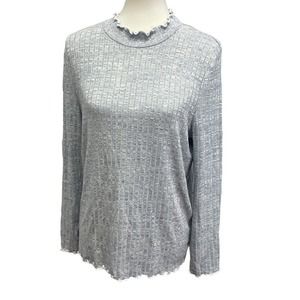 New Rebellious One Womens Plus Size 1X Long Sleeve Ruffled Soft Pullover Sweater